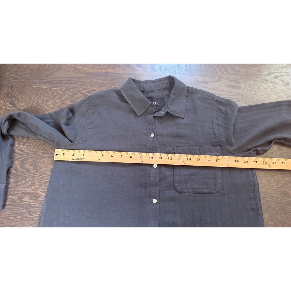 Rails Ellis Washed Black Organic Cotton Gauze Button Down Shirt Womens Small - Picture 5 of 7